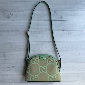 RARE Gucci GG Monogram Ophidia Dome Canvas Shoulder Bag Beige Pepperlight Mint
